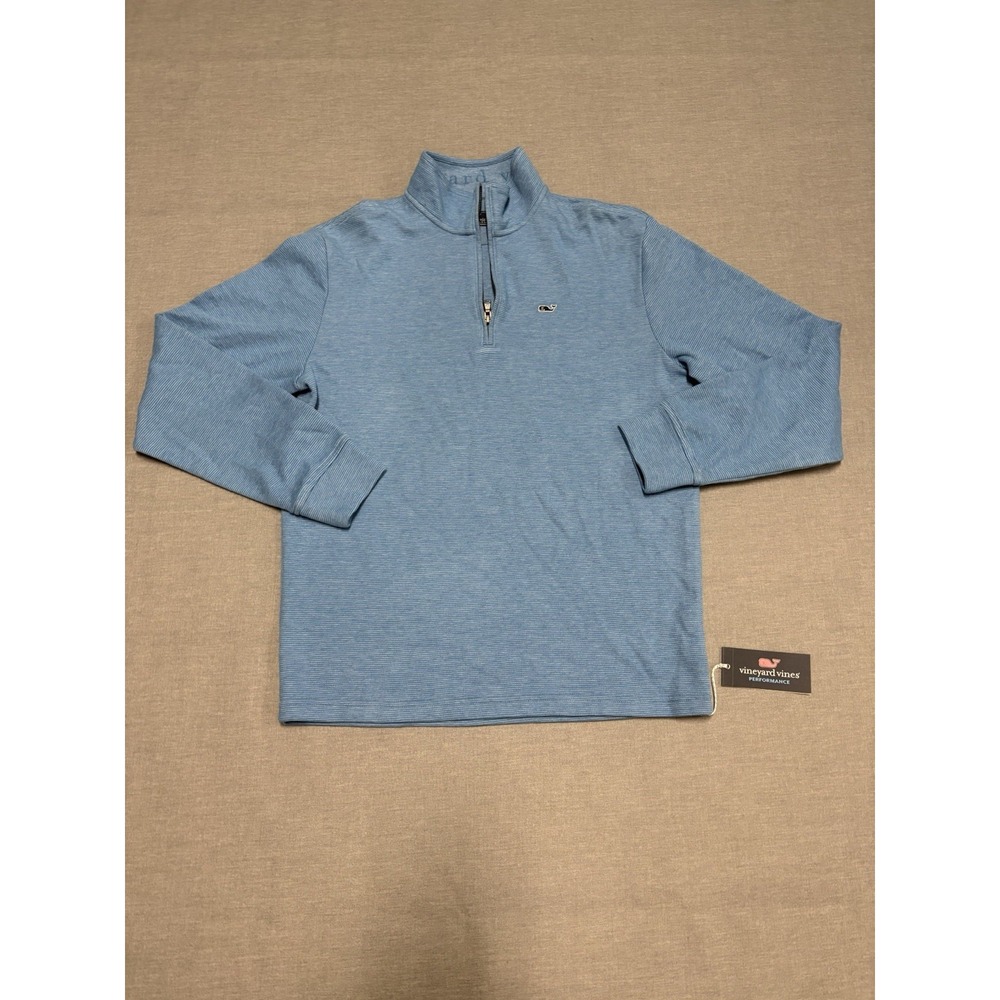NEW Vineyard Vines Saltwater Quarter Zip in Hull Blue Mens Small Performance